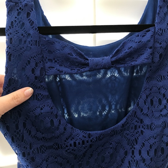 Size 8 royal blue lace high-low sleeveless dress - Picture 3 of 4